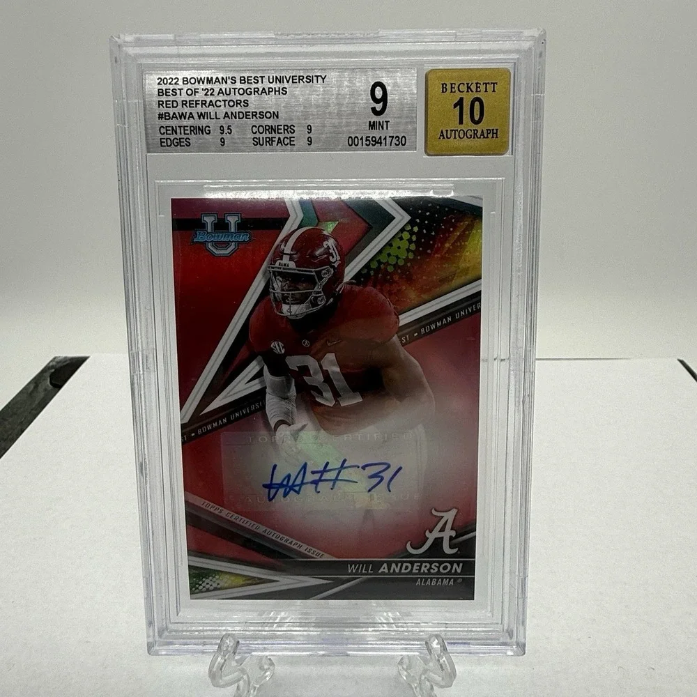 2022 Bowman Best Will Anderson Jr Red Refractor Auto /10 BGS 9‎ Auto 10 #BA-WA